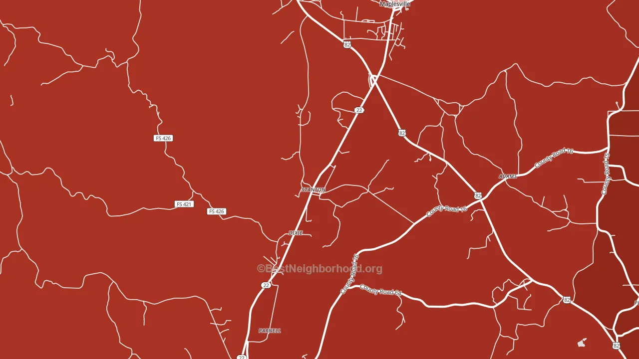 Stanton, AL block-group political-lean map