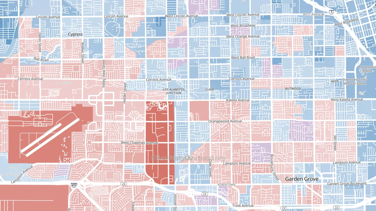 Stanton, CA block-group political-lean map