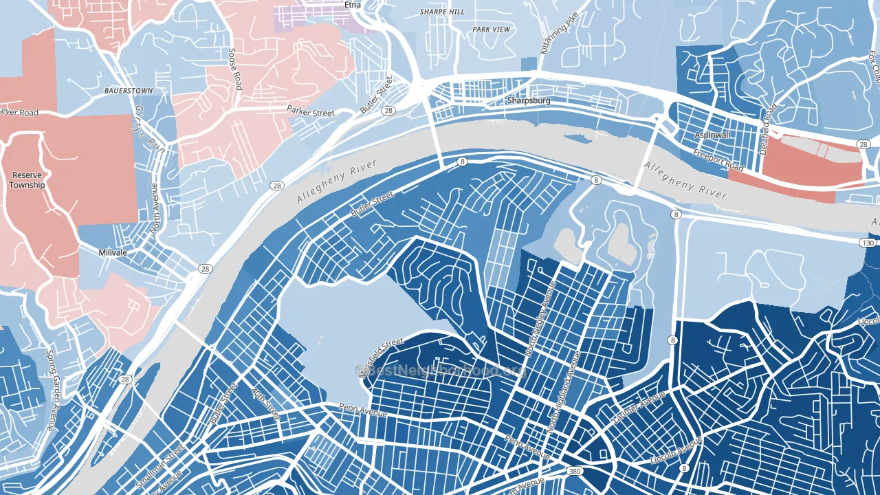 Stanton Heights, Pittsburgh, PA block-group political-lean map