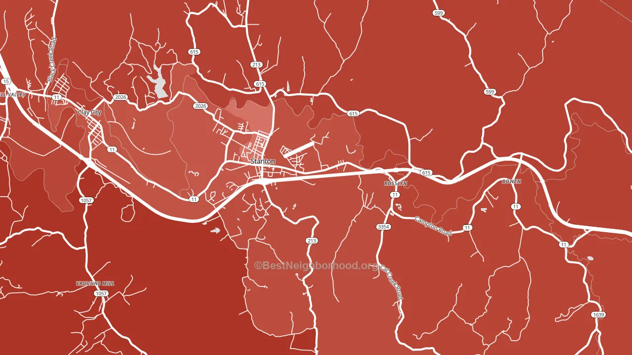 Stanton, KY block-group political-lean map