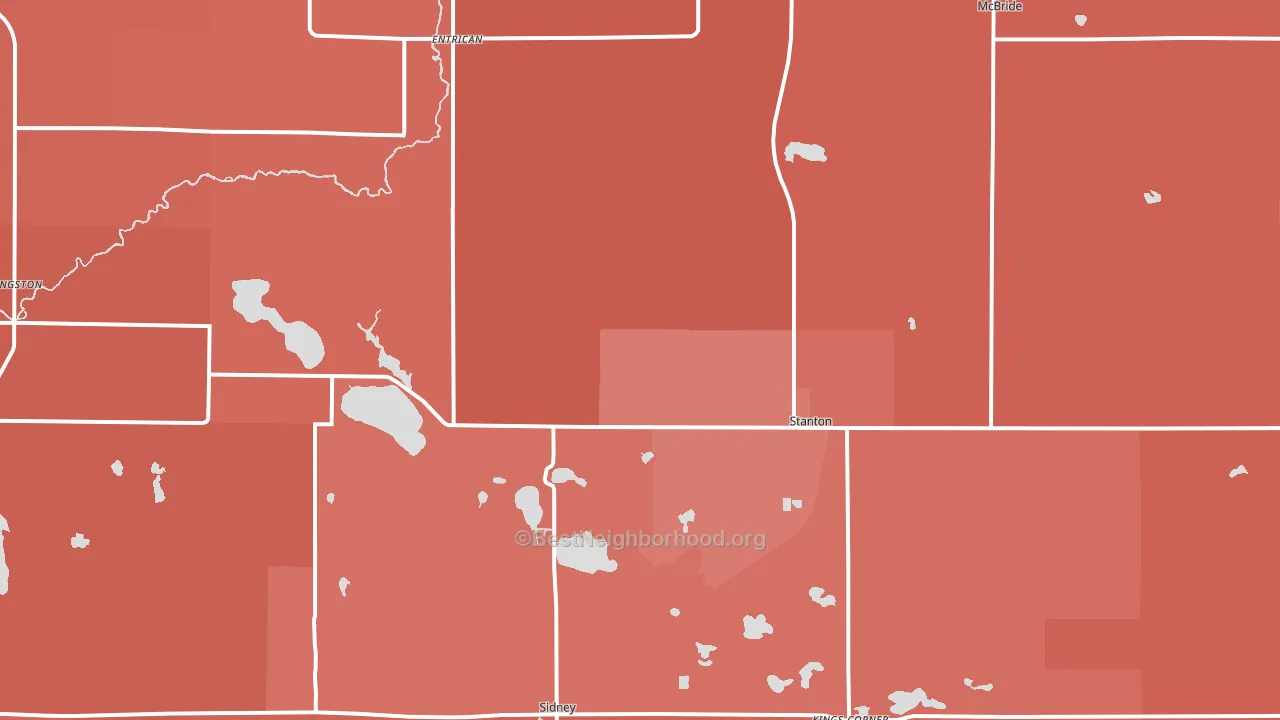 Stanton, MI block-group political-lean map