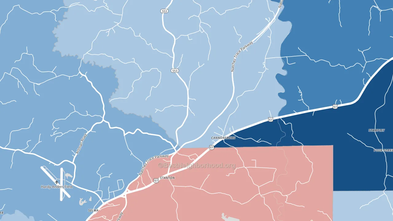 Stanton, MS block-group political-lean map