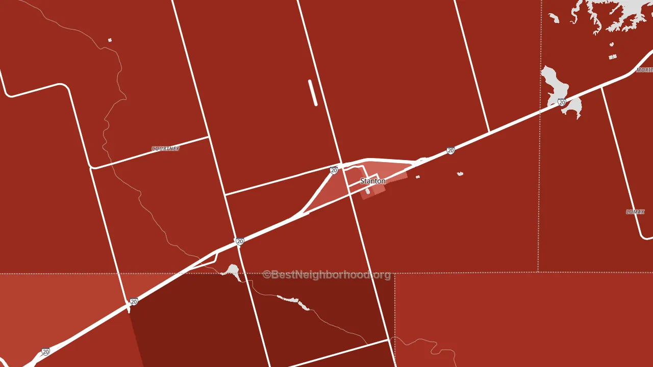 Stanton, TX block-group political-lean map