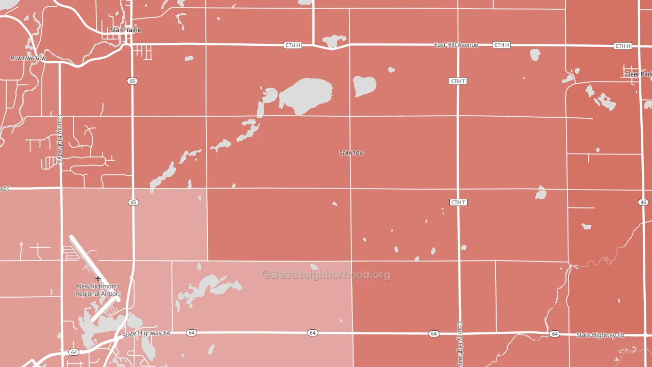 Stanton, WI block-group political-lean map