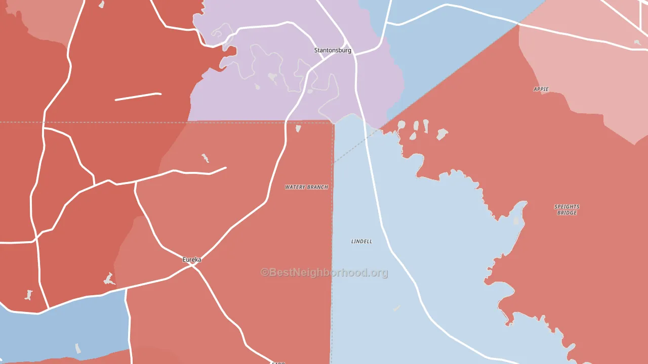 Stantonsburg, NC block-group political-lean map