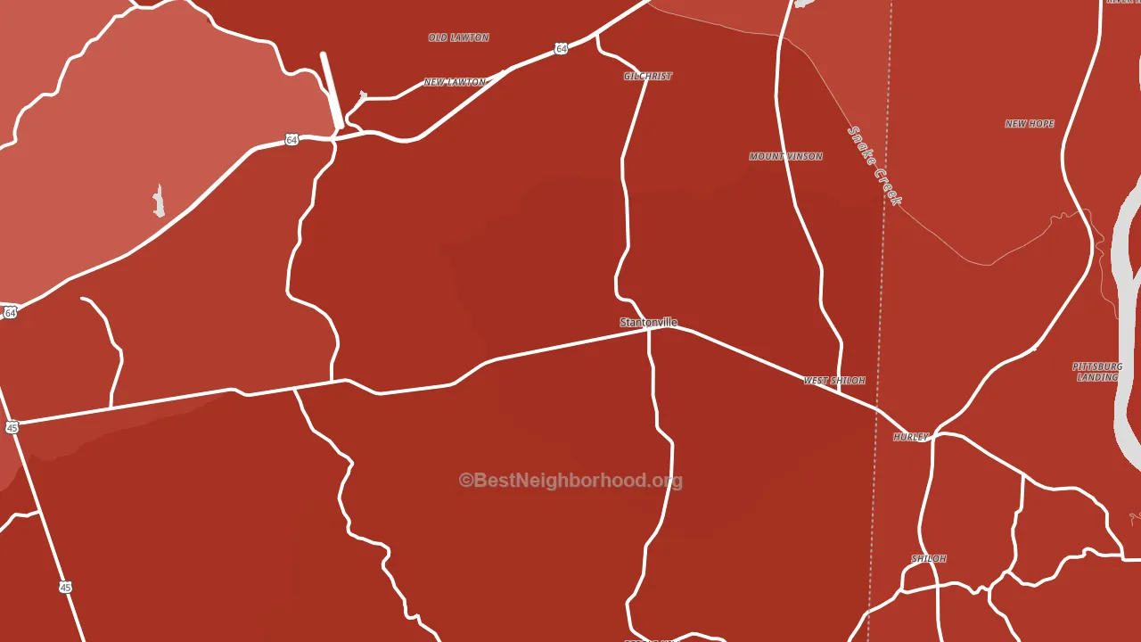 Stantonville, TN block-group political-lean map