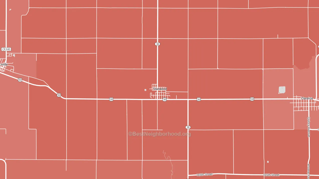 Stanwood, IA block-group political-lean map