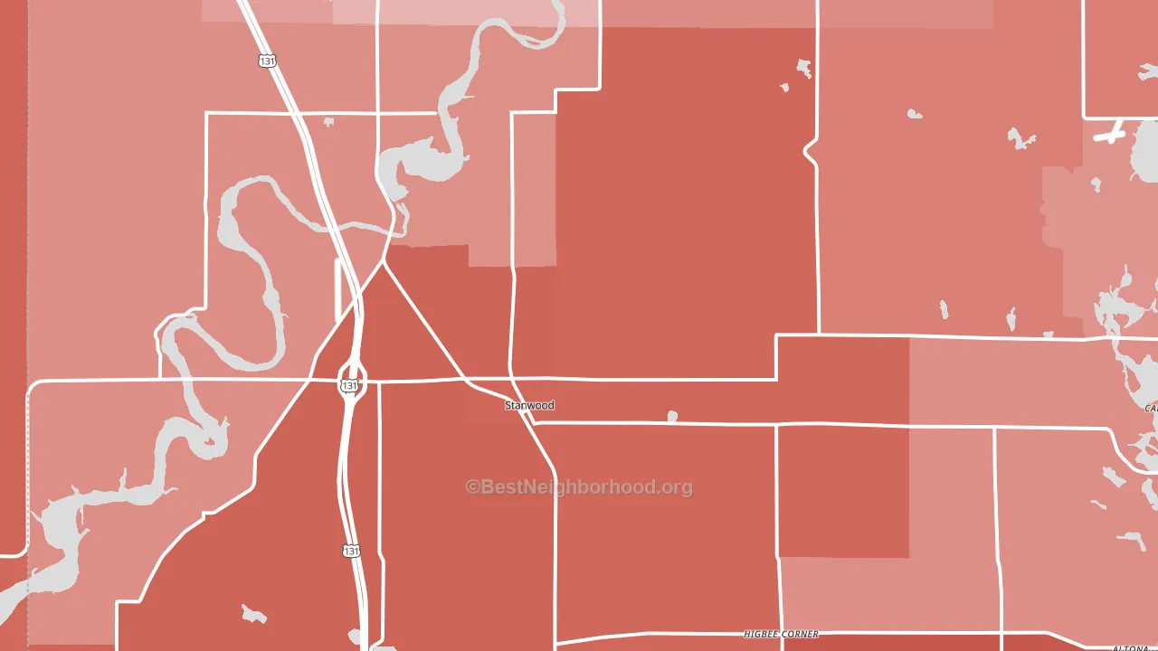 Stanwood, MI block-group political-lean map