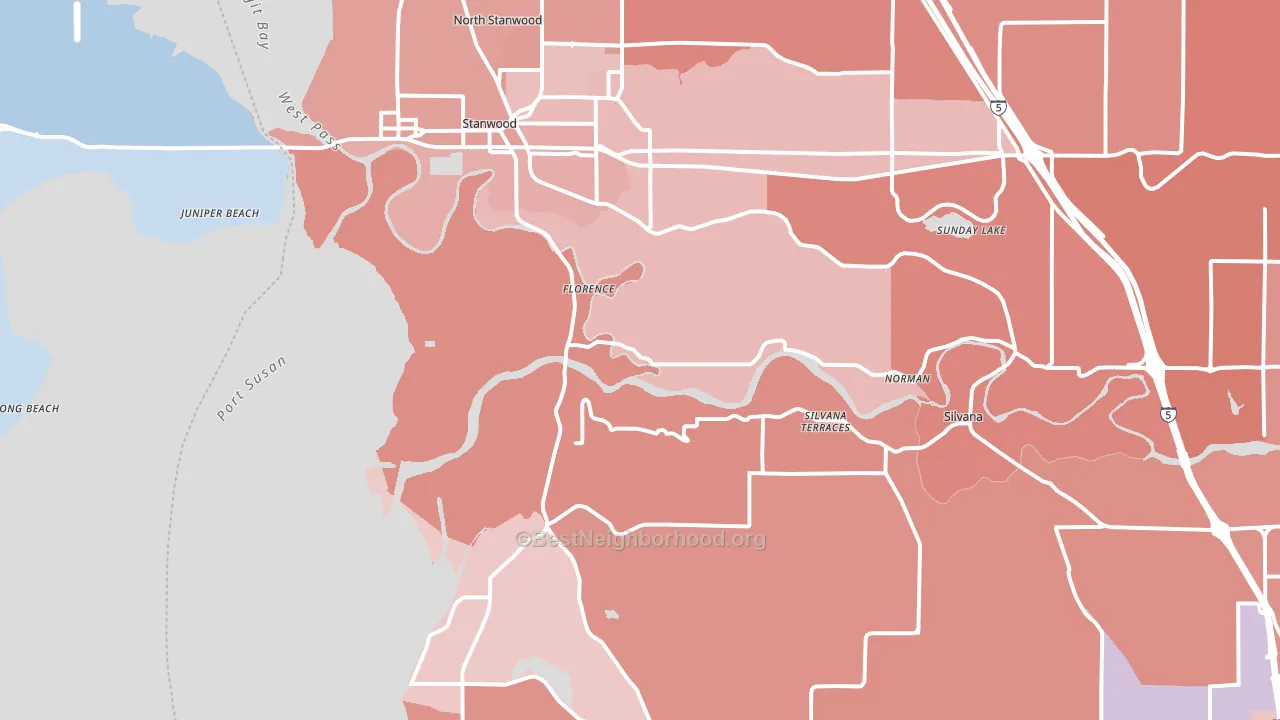Stanwood, WA block-group political-lean map