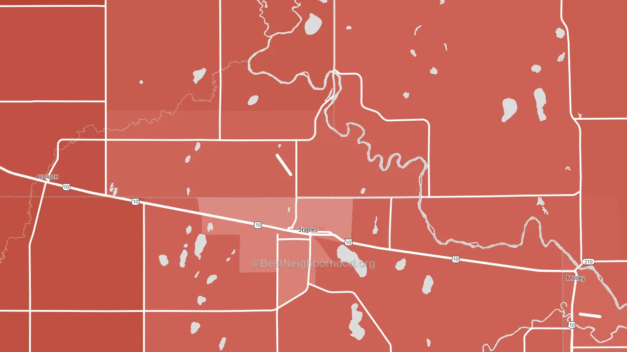Staples, MN block-group political-lean map