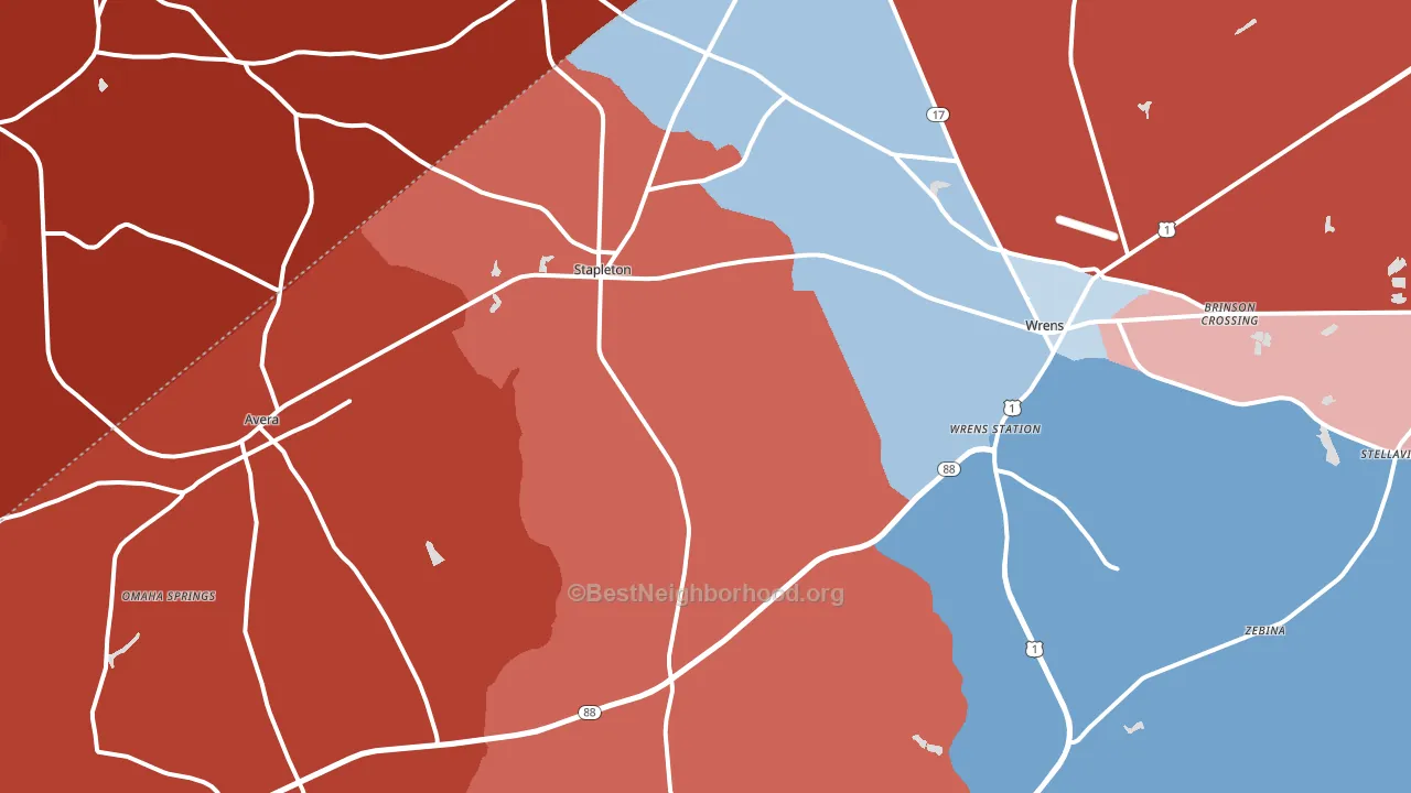 Stapleton, GA block-group political-lean map