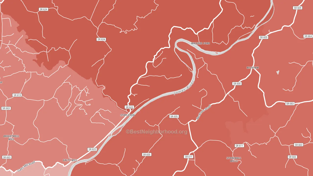 Stapleton, VA block-group political-lean map