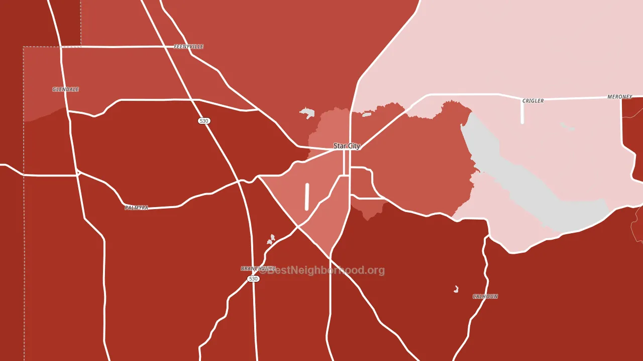 Star City, AR block-group political-lean map