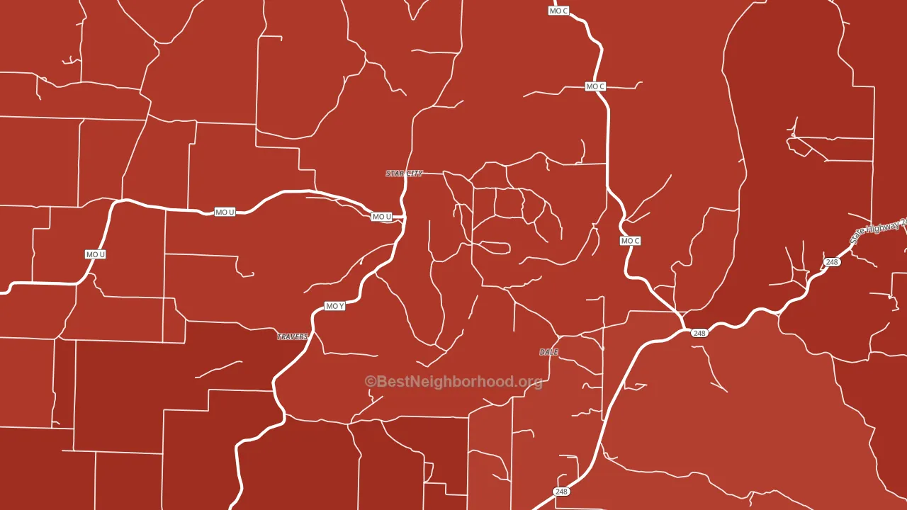 Star City, MO block-group political-lean map
