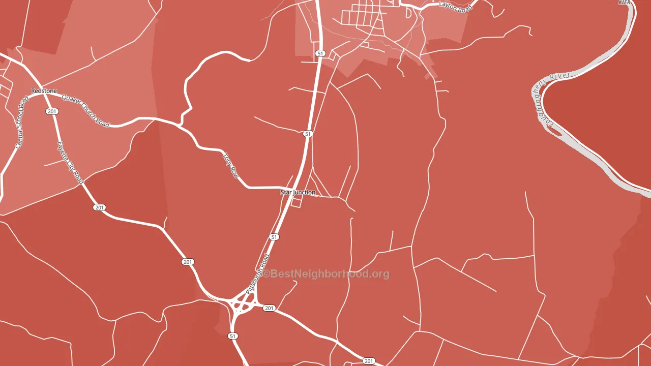 Star Junction, PA block-group political-lean map