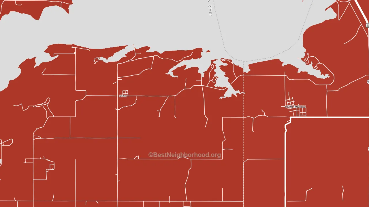Star, OK block-group political-lean map