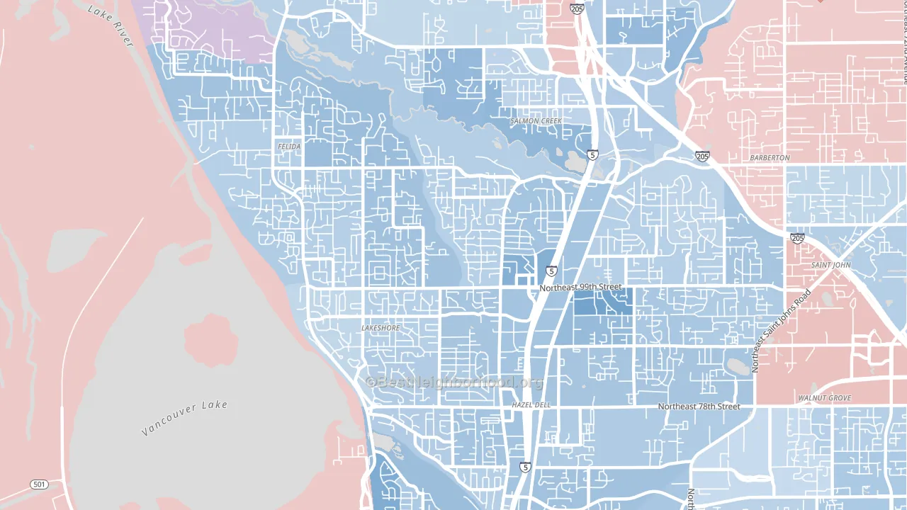 Starcrest, Salmon Creek, WA block-group political-lean map