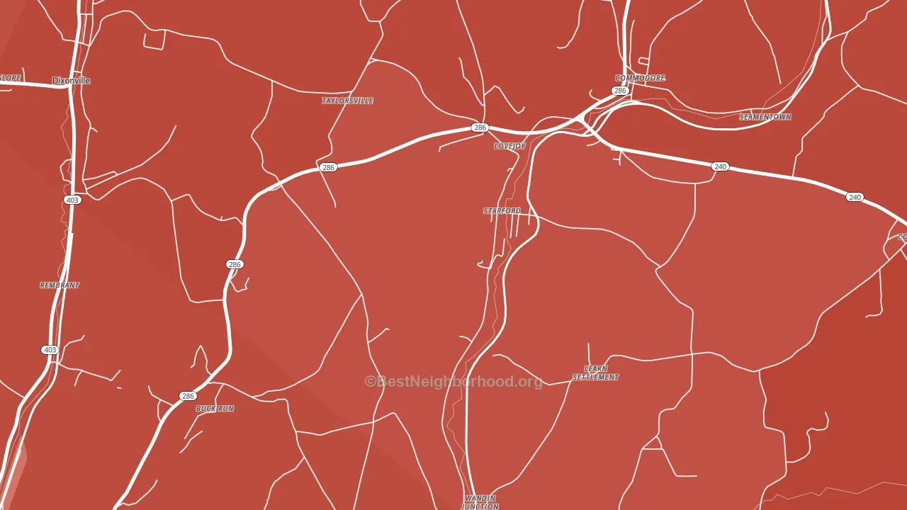 Starford, PA block-group political-lean map