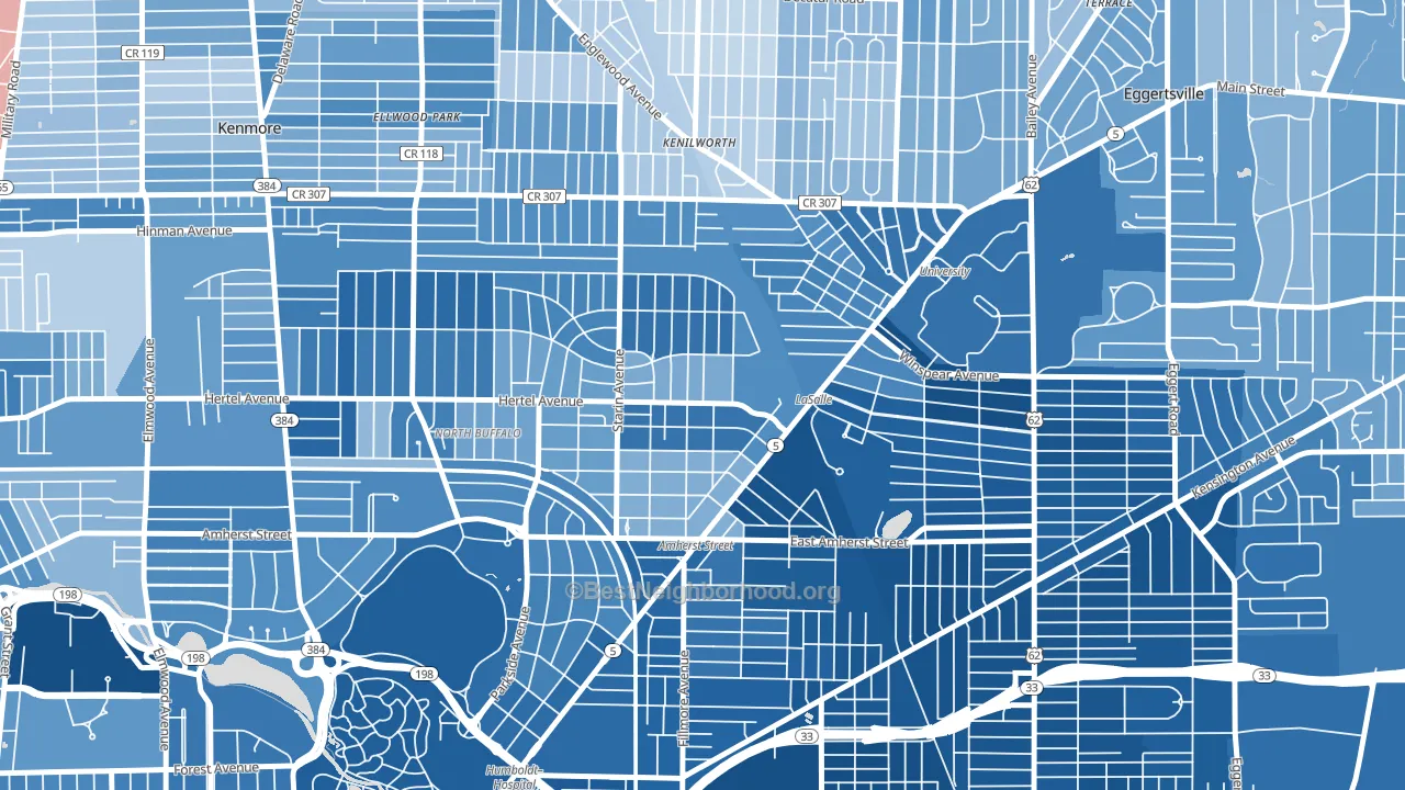 Starin Central, Buffalo, NY block-group political-lean map