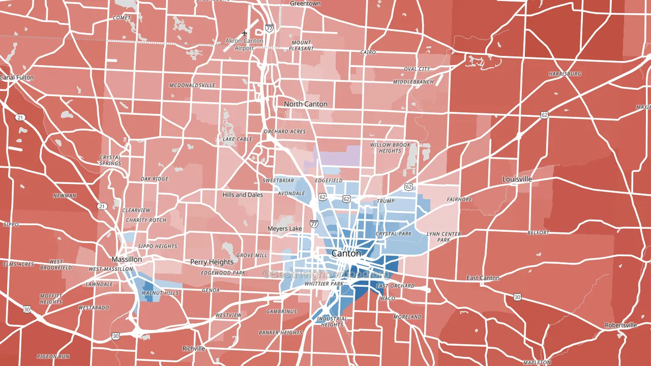 Stark County, OH block-group political-lean map