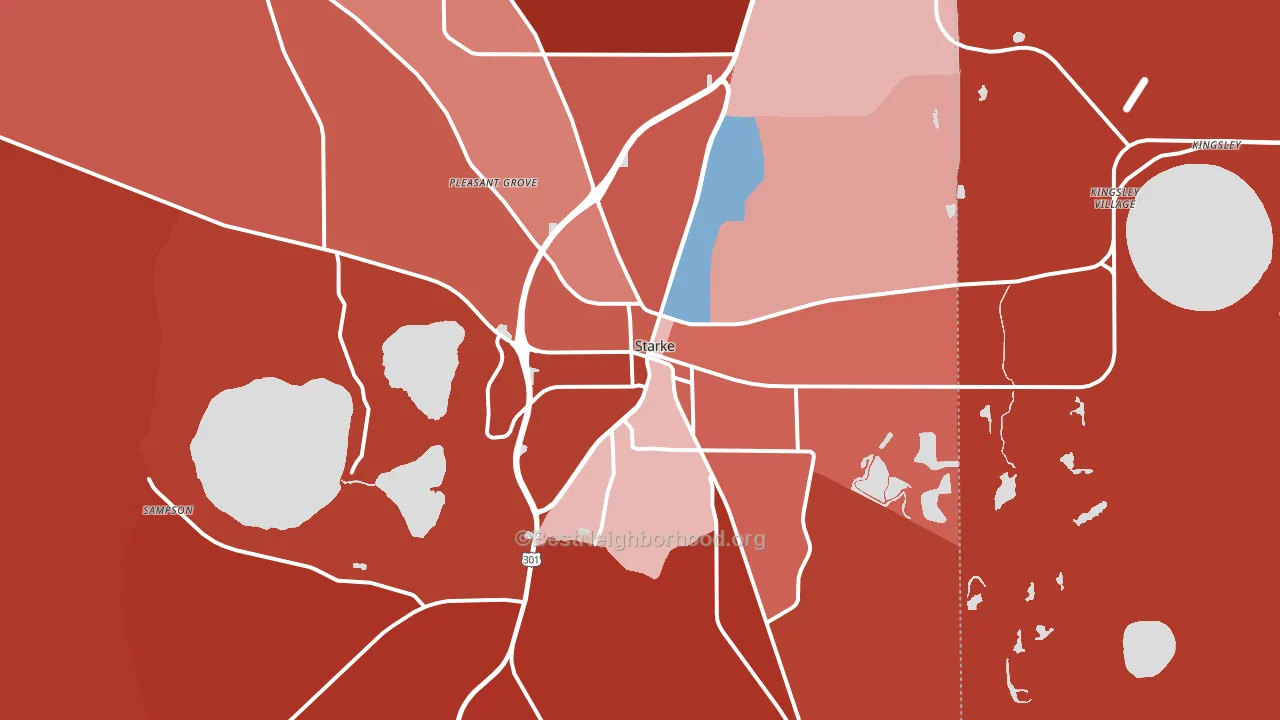 Starke, FL block-group political-lean map