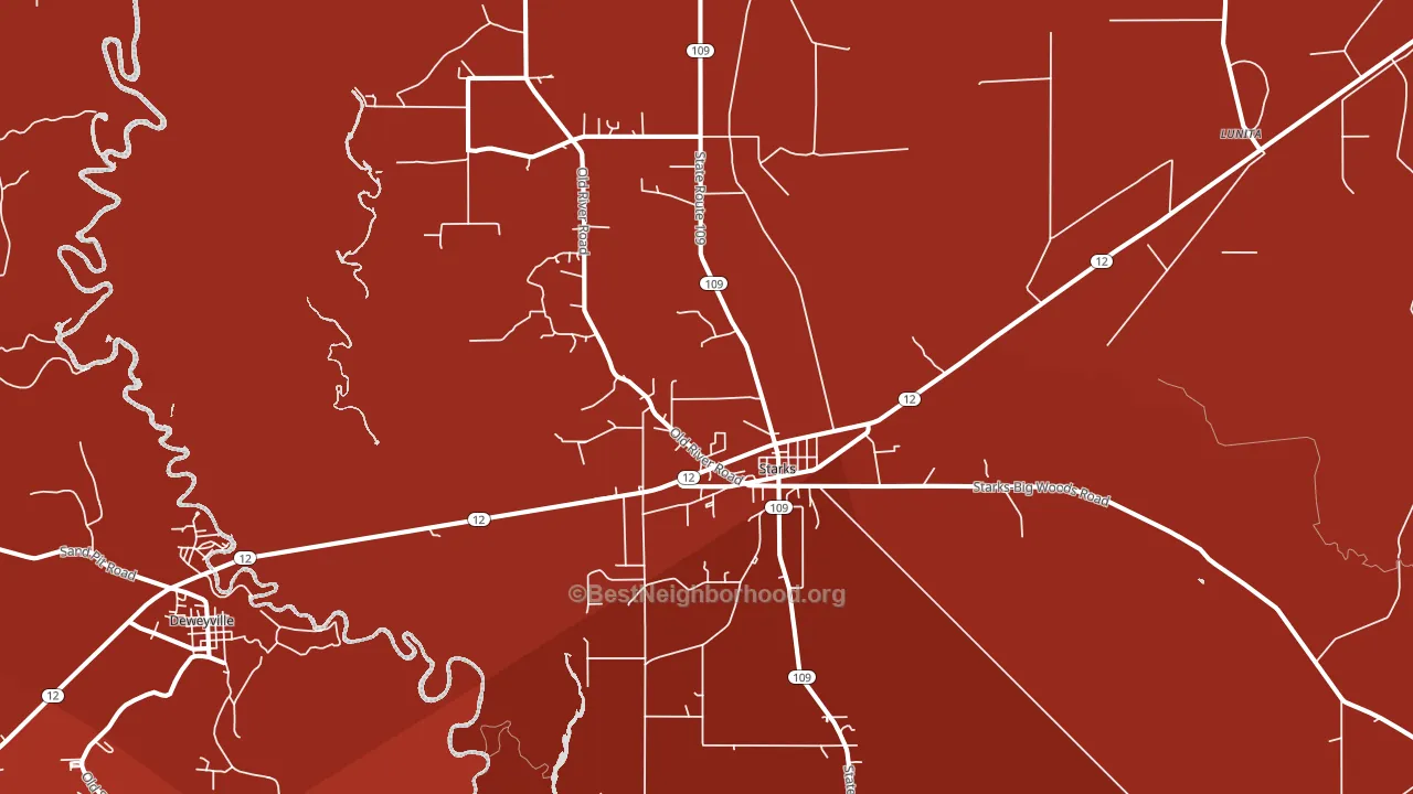 Starks, LA block-group political-lean map