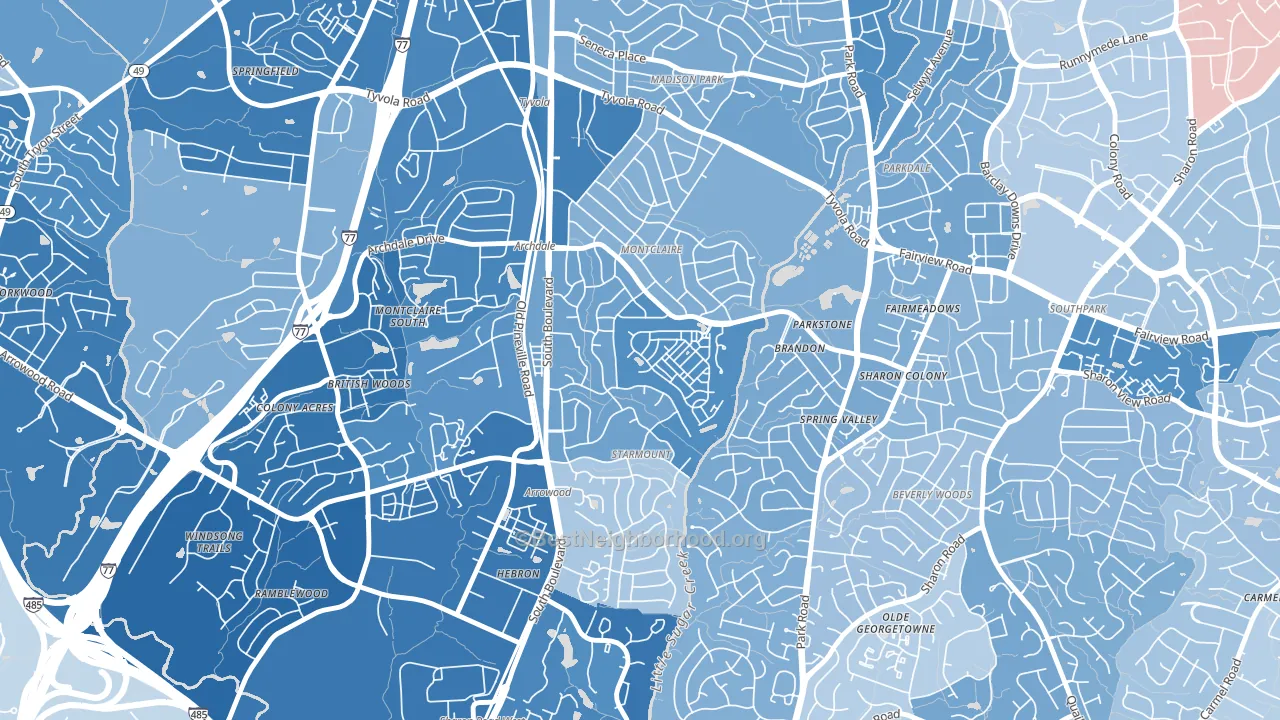 Starmount, Charlotte, NC block-group political-lean map