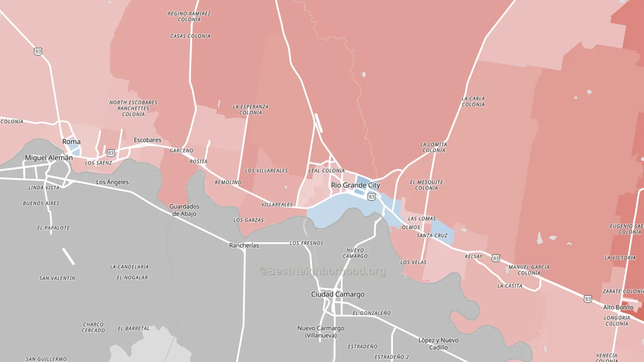 Starr County, TX block-group political-lean map