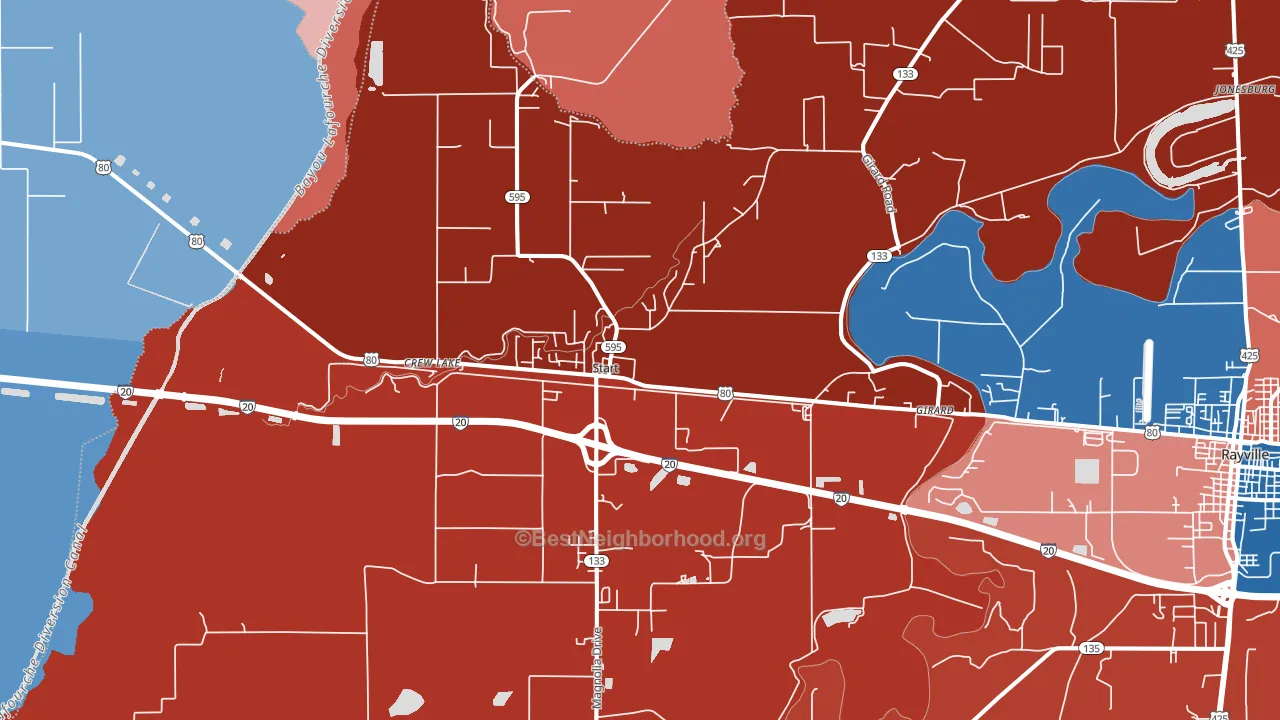 Start, LA block-group political-lean map