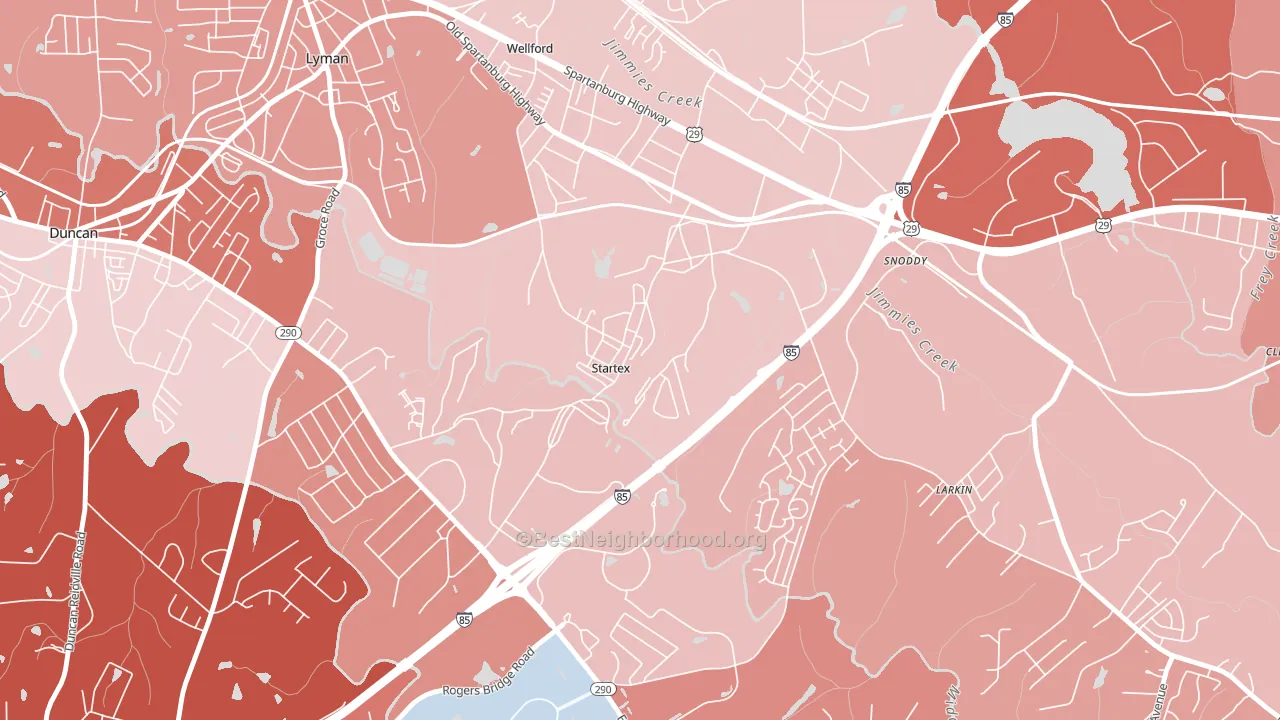 Startex, SC block-group political-lean map