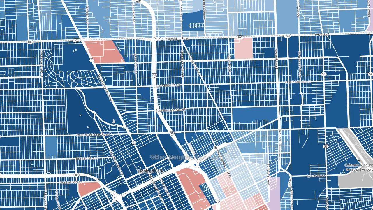 State Fair-Nolan, Highland Park, MI block-group political-lean map