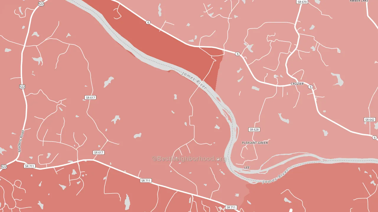 State Farm, VA block-group political-lean map
