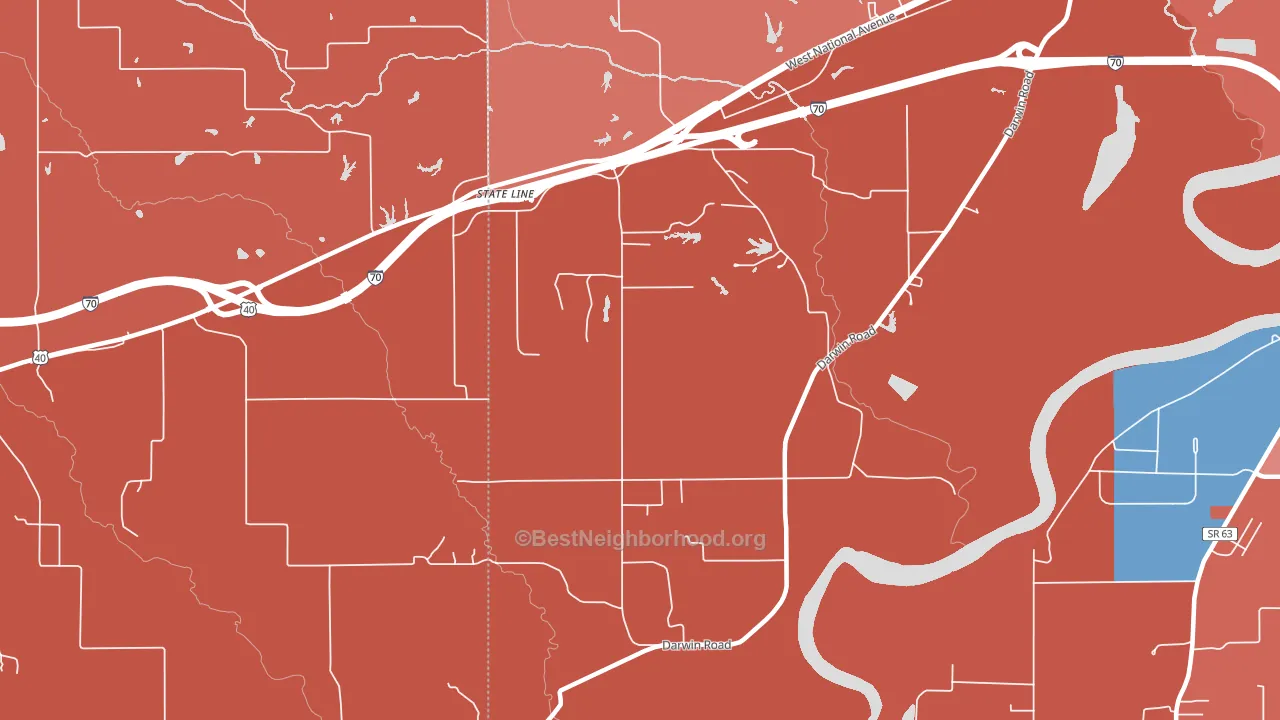 State Line, IN block-group political-lean map