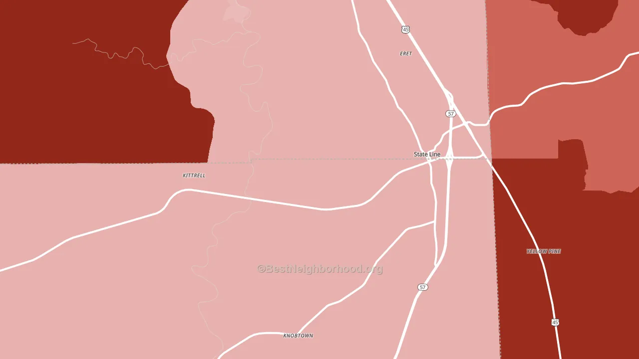 State Line, MS block-group political-lean map
