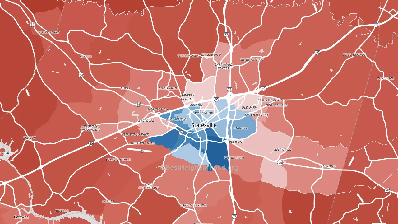 Statesville, NC block-group political-lean map