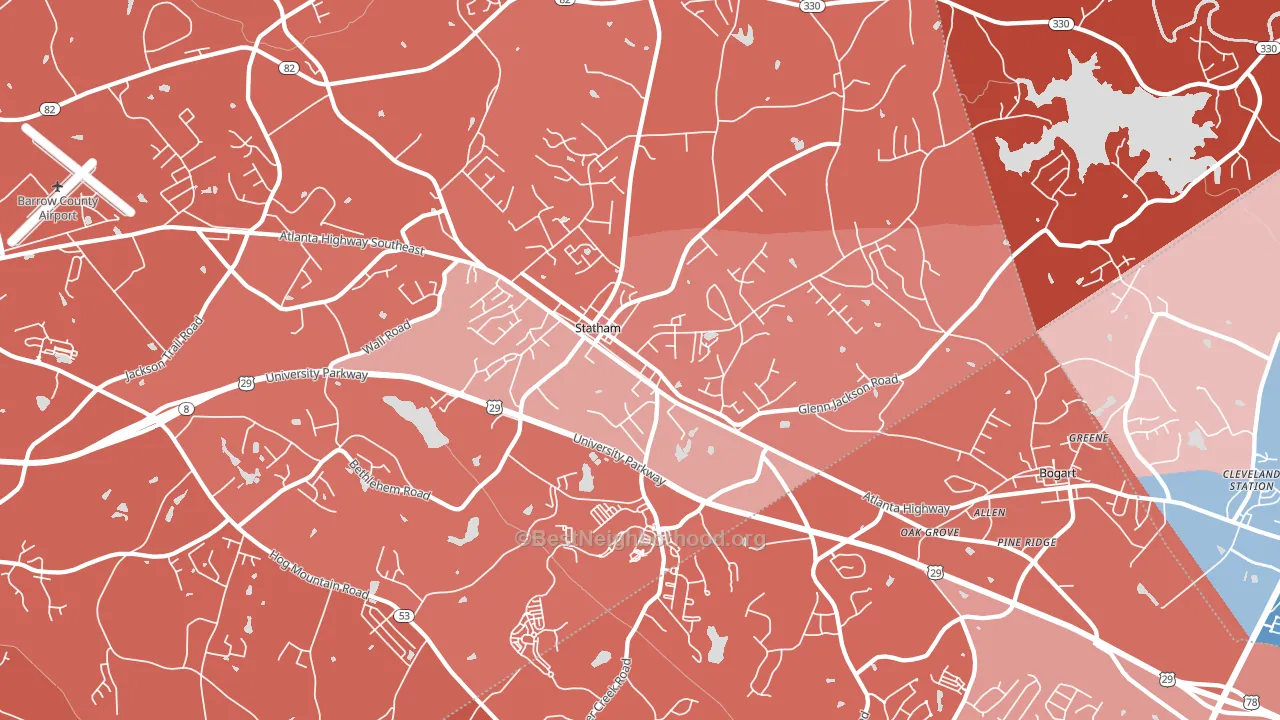 Statham, GA block-group political-lean map