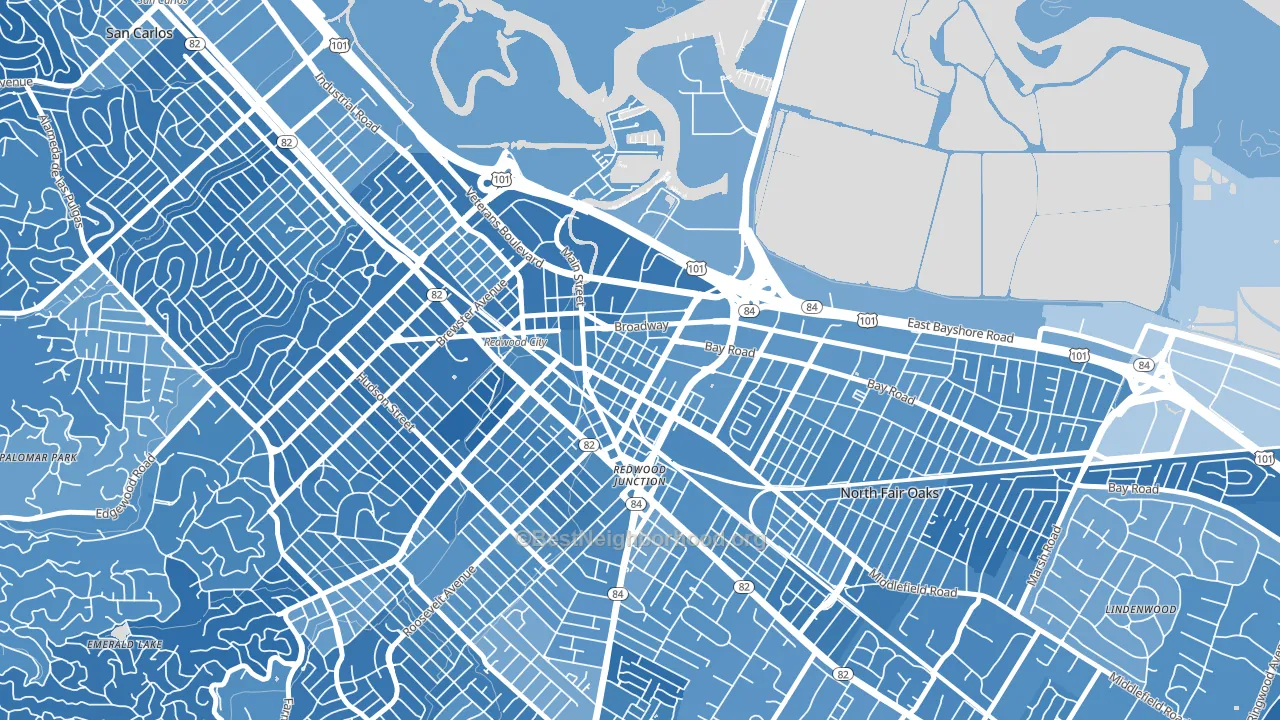 Staumbaugh Heller, Redwood City, CA block-group political-lean map