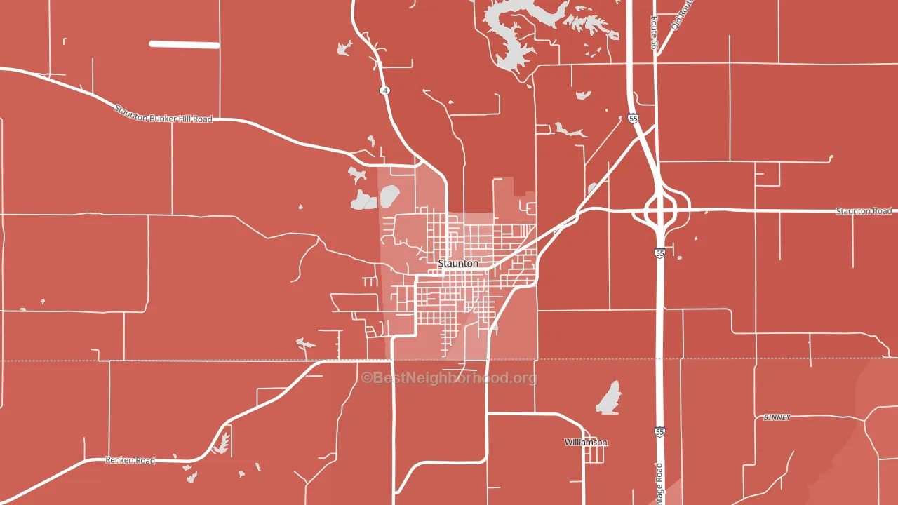 Staunton, IL block-group political-lean map