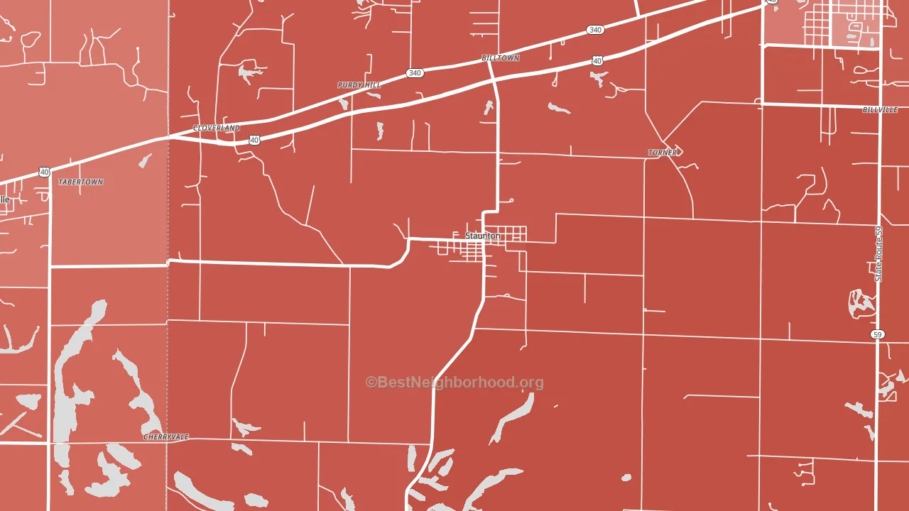 Staunton, IN block-group political-lean map