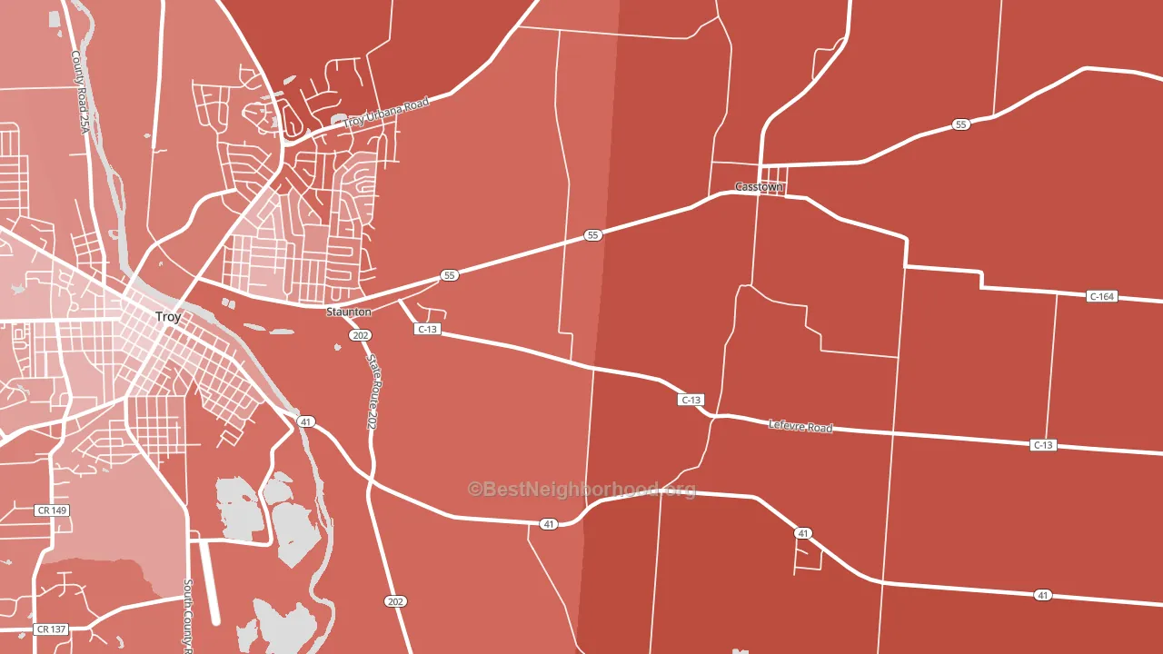 Staunton, OH block-group political-lean map