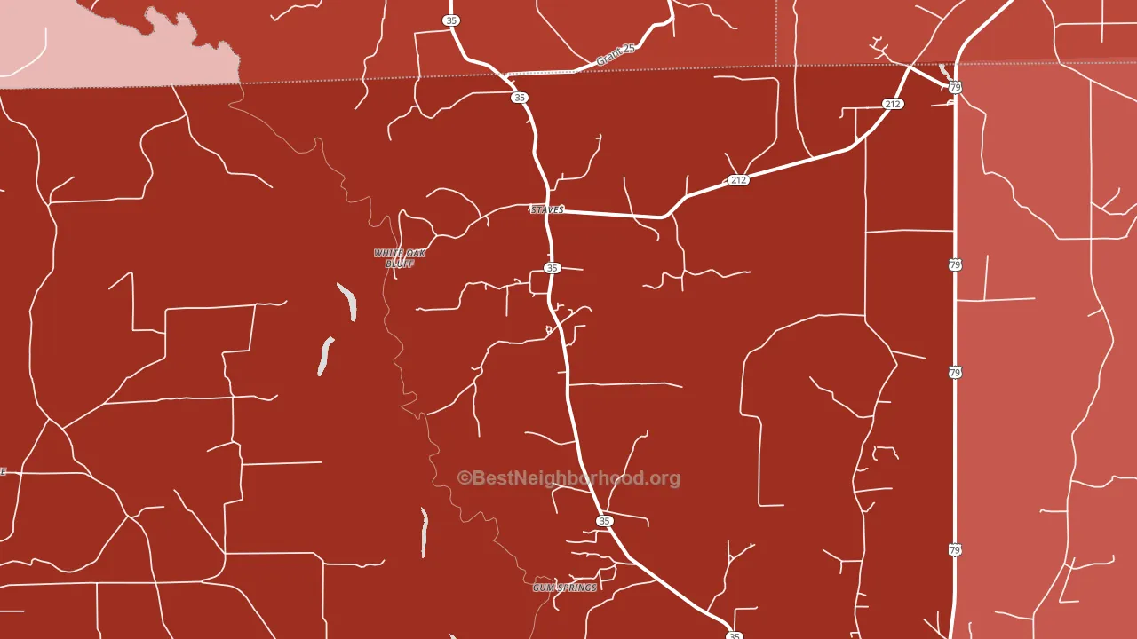 Staves, AR block-group political-lean map