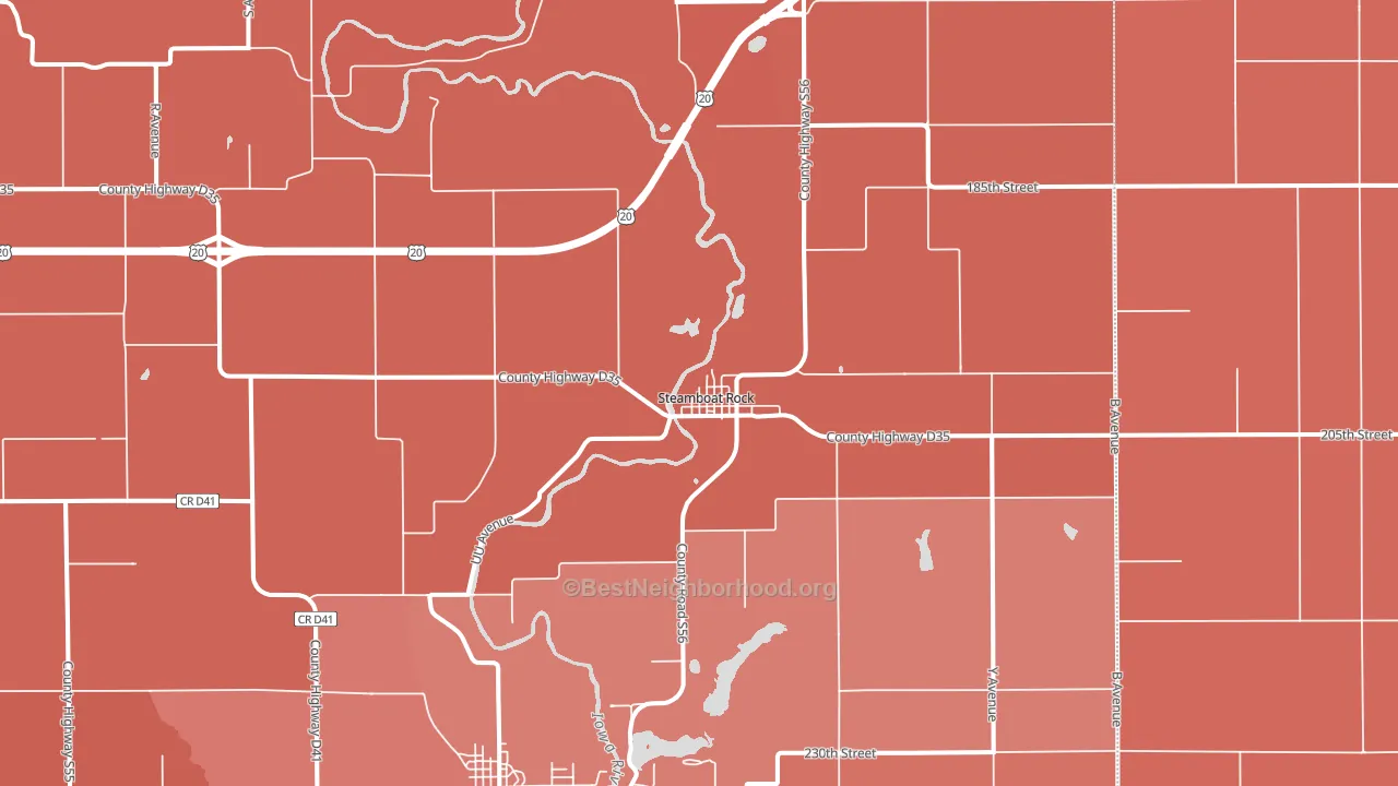 Steamboat Rock, IA block-group political-lean map