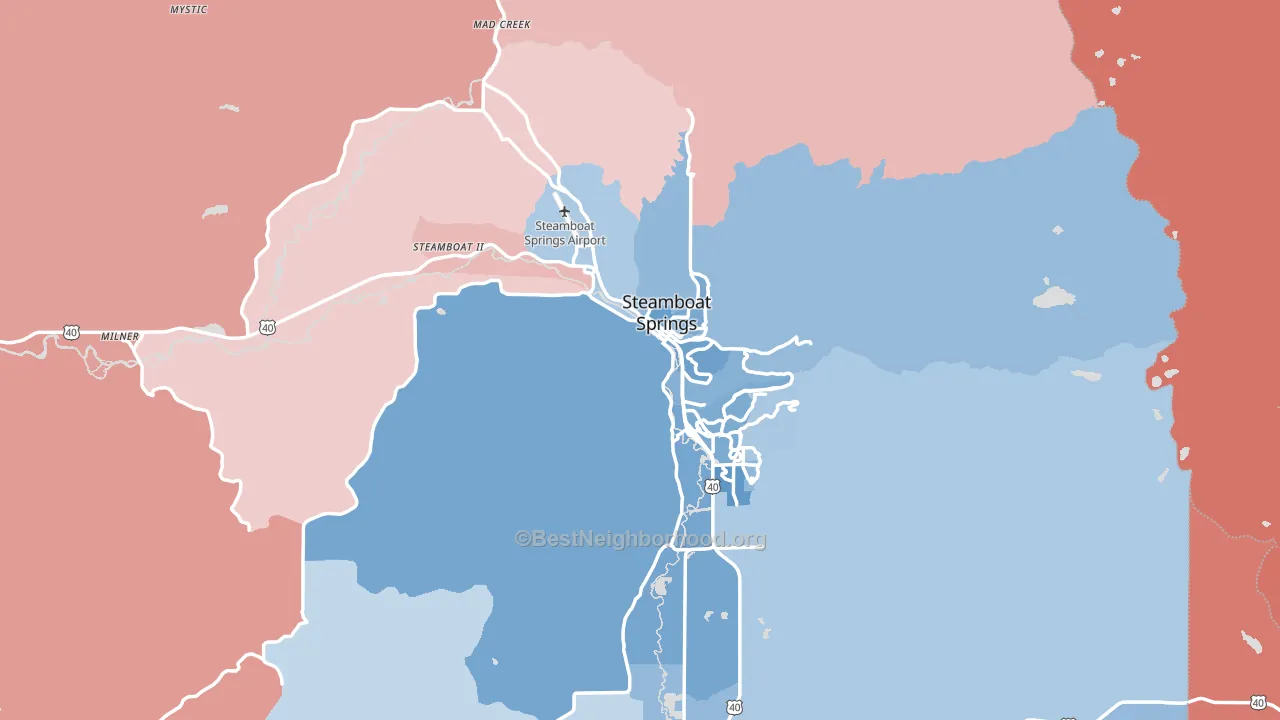 Steamboat Springs, CO block-group political-lean map