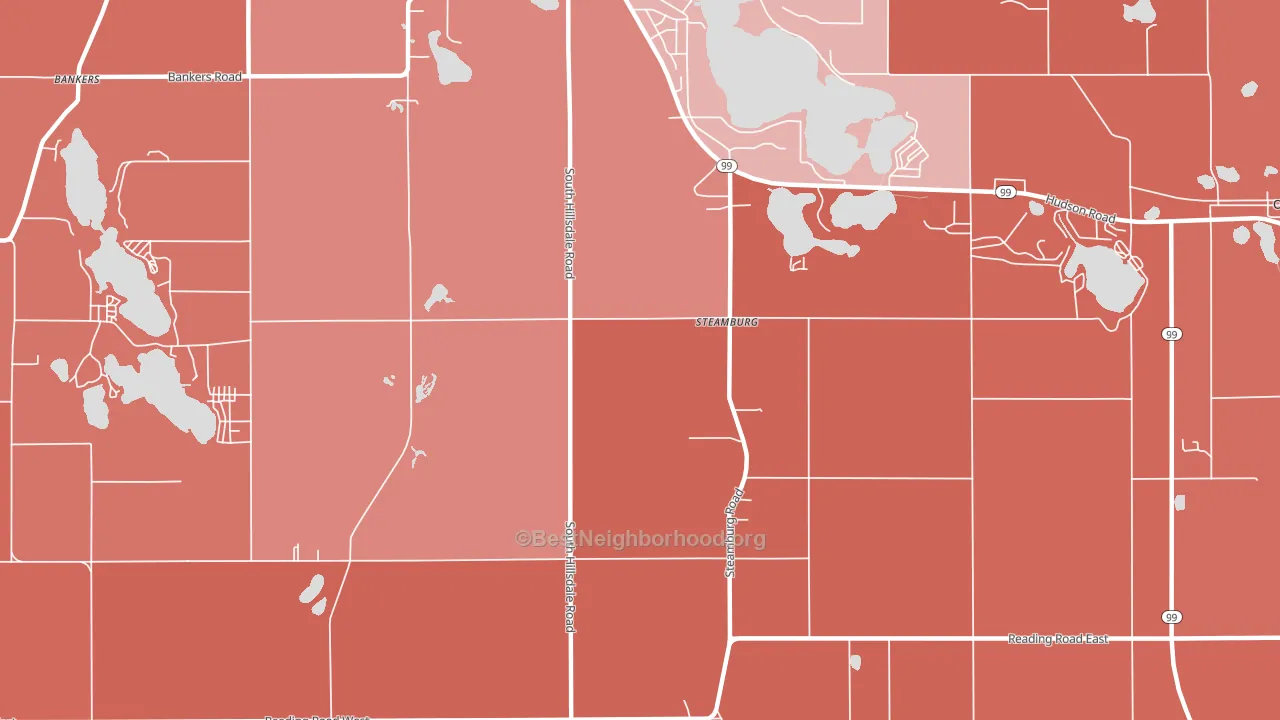 Steamburg, MI block-group political-lean map