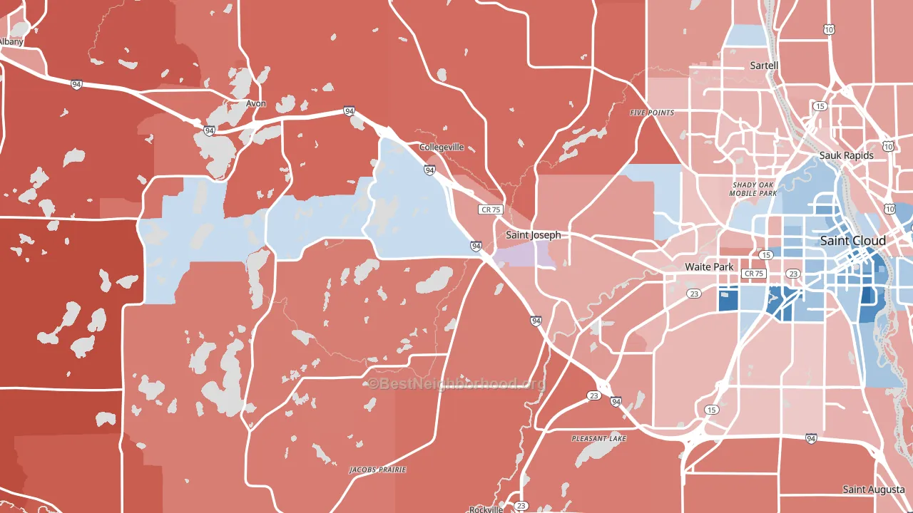Stearns County, MN block-group political-lean map