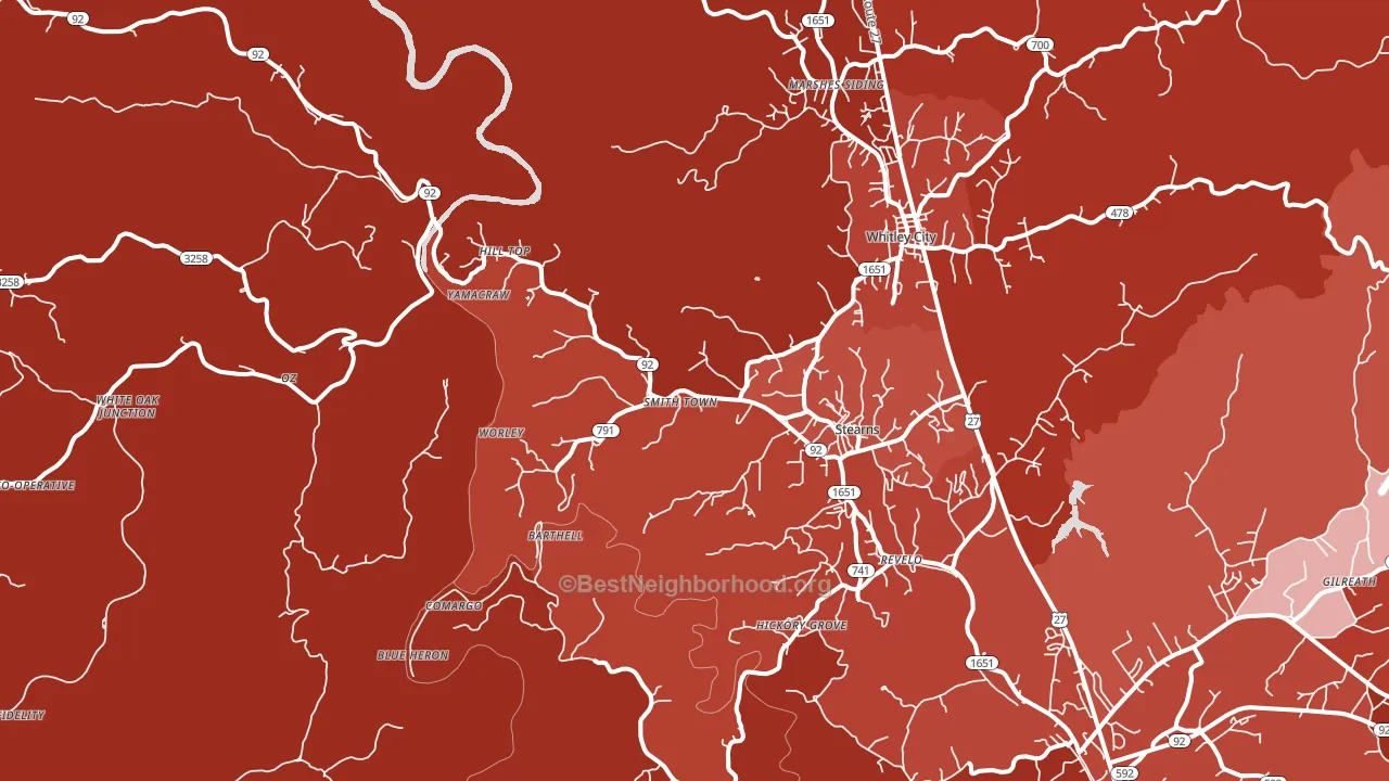 Stearns, KY block-group political-lean map