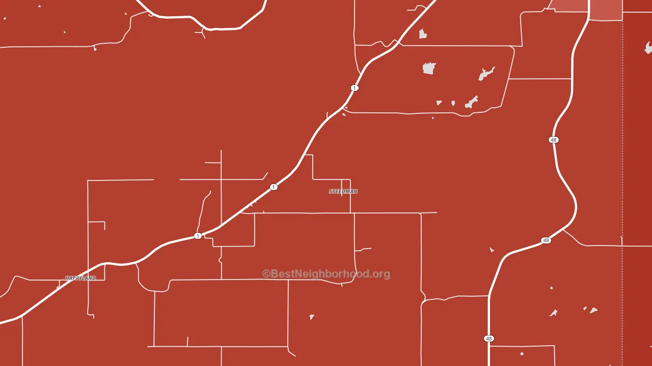 Steedman, OK block-group political-lean map