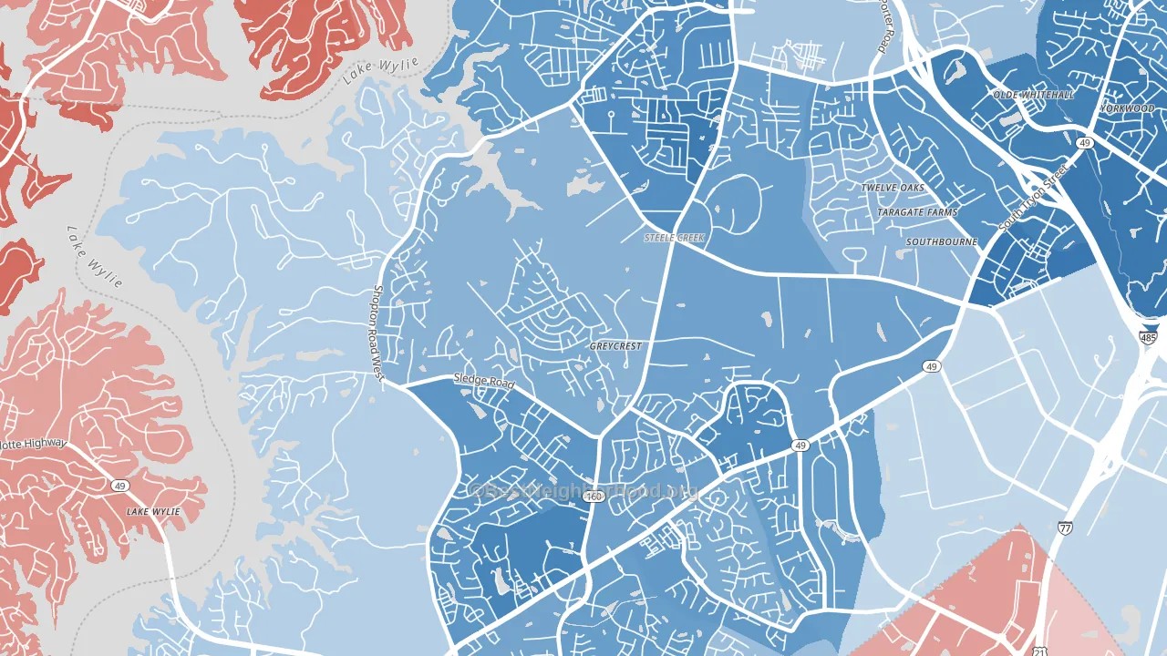 Steele Creek, Charlotte, NC block-group political-lean map