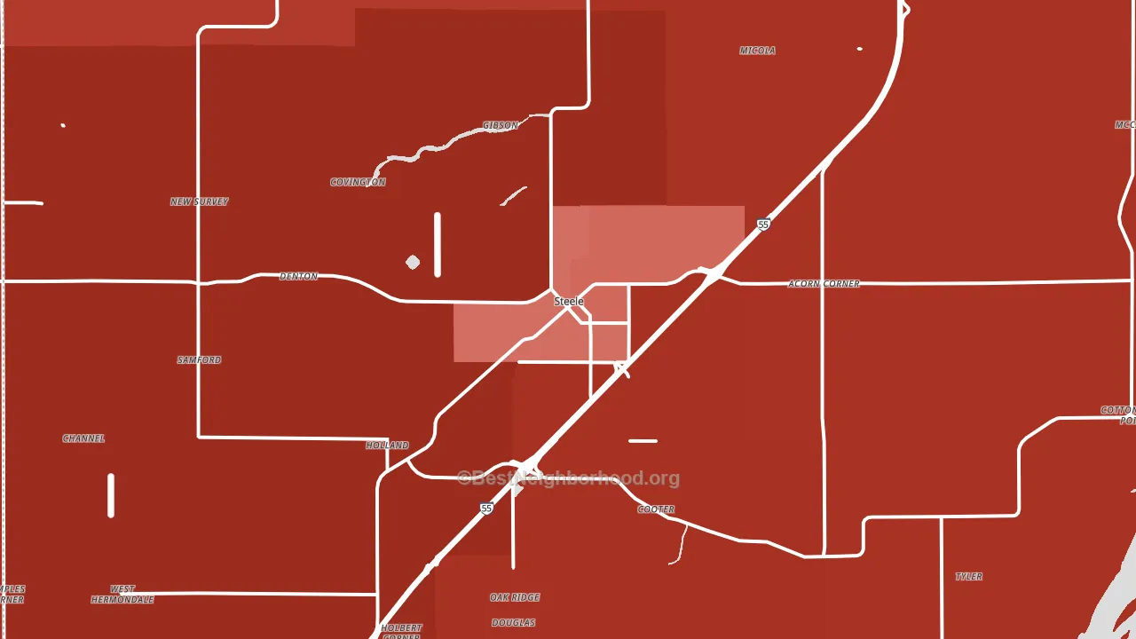 Steele, MO block-group political-lean map