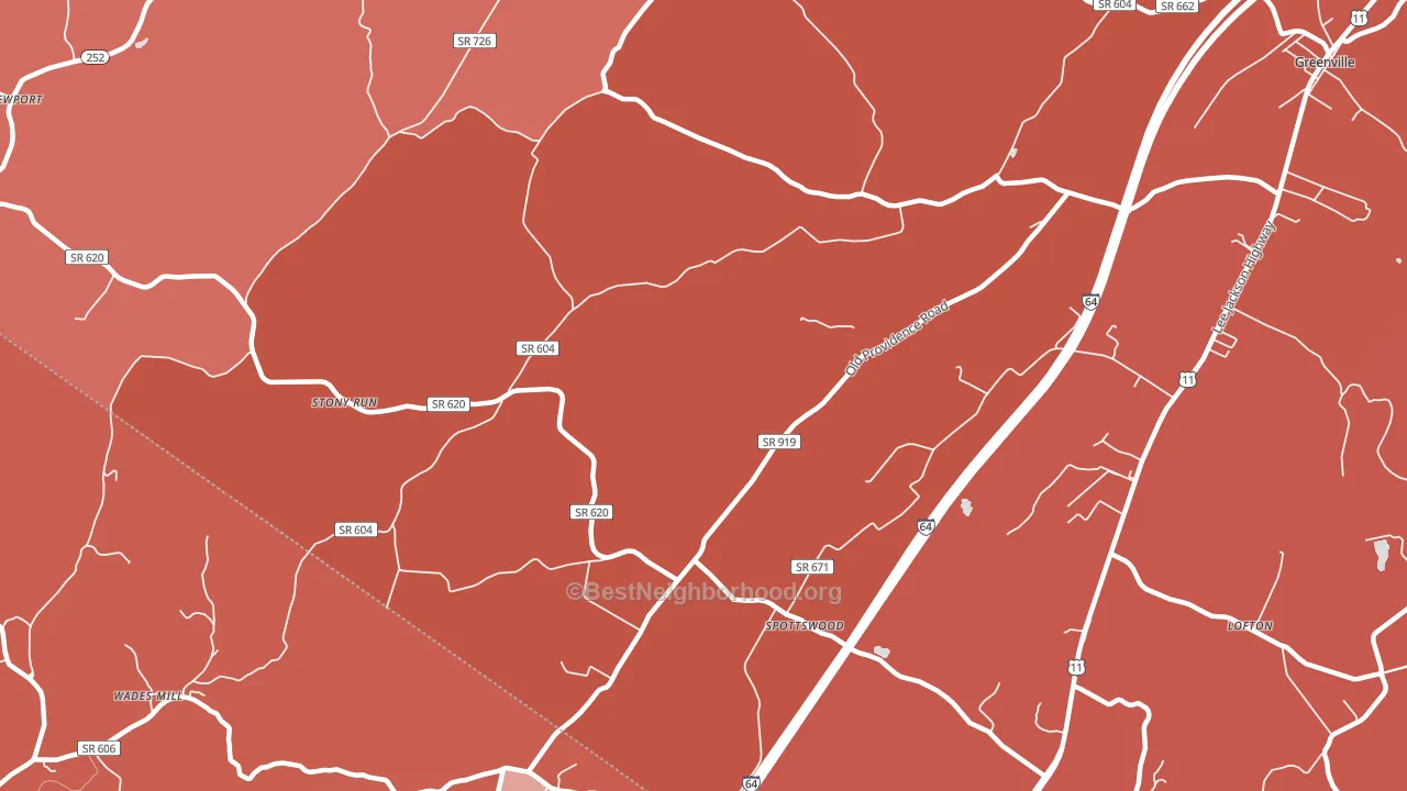 Steeles Tavern, VA block-group political-lean map